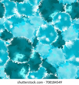 Teal seamless watercolor texture background. Fetching abstract teal seamless watercolor texture pattern. Expressive messy vector illustration.