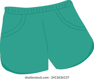 Pantalones cortos de metal, diseño simple de ropa plana, desgaste casual. Ilustración vectorial de la moda de verano y del concepto de prendas de vestir.