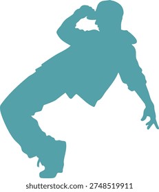 Teal silhouette of a person breakdancing dancer dance