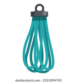 Teal silicone whisk hanging, showcasing cooking and baking accessories for modern kitchens