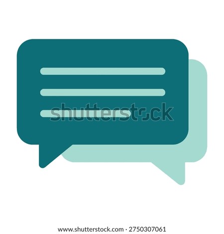 Teal speech bubbles icon for communication and dialogue