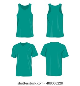 teal sport top and t-shirt isolated vector set on the white background