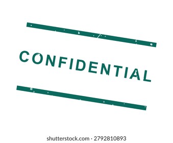 Teal stamp with word confidential in bold capital letters. Two teal lines on sides. Isolated on white background.