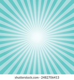 Teal sun rays Retro vintage style on yellow background, Sunburst turquoise and magic mint Background. Rays. Summer Banner Vector illustration