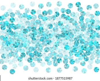 Teal tinsels confetti scatter vector background. Glamour glowing bead particles holiday glitter top view. Birthday confetti placer shining background.