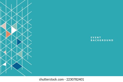 Teal or turquoise colored abstract background with wireframe decoration and triangles. Suitable for the event, backdrop, brand, and photo booth.