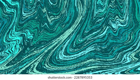 Fondo del vector de textura de tinta de mármol turquesa de color azul. Patrón de verano de las olas del mar. Técnica de martillaje textura fluida para postales, invitación, textil, portada de cuaderno. Pintura de ondas líquidas de mármol de moda