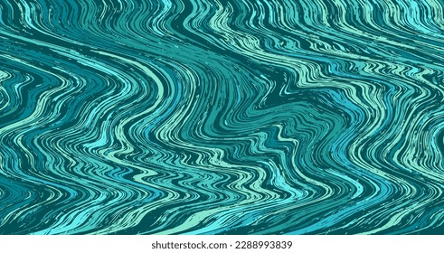 Teal turquoise marble ink texture vector background. Sea waves summer pattern. Marbling technique fluid texture for postcard, invitation, textile, notebook cover. Trendy marble liquid wave painting