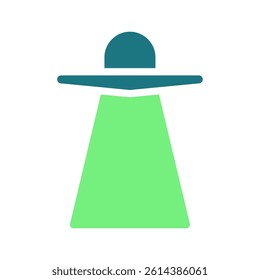 Teal UFO Spaceship Icon Graphic Design Element