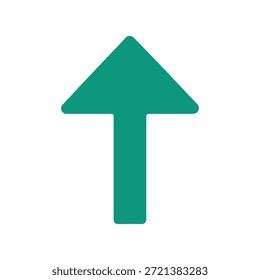 Teal upward arrow icon vector illustration. Simple flat directional symbol for growth, upload, increase, and success isolated on white background.
