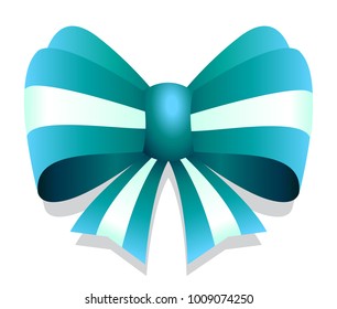 Teal Vector Bow Graphic Isolated On White Background.