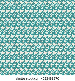 Teal vector swirls seamless pattern. Abstract background decoration vintage illustration