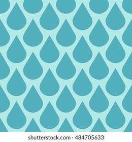 Teal vector water drops seamless background. Turquoise rain illustration