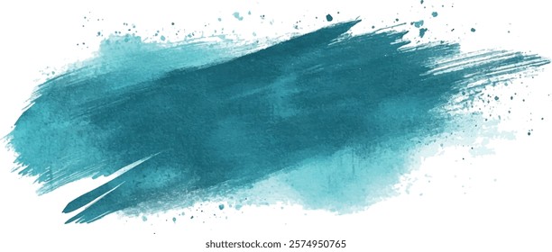 Teal watercolor brushstroke on white background	
