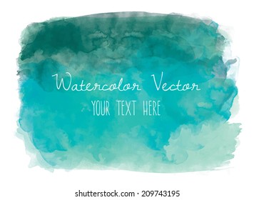 Teal Watercolor Vector Background. 