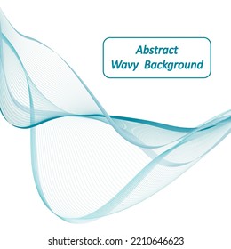 Teal wave swirl swoosh; Banner or poster design. Color flow, sea water, aerial curtain, dynamic undulate twirl lines, isolated border on white background. Vector illustration