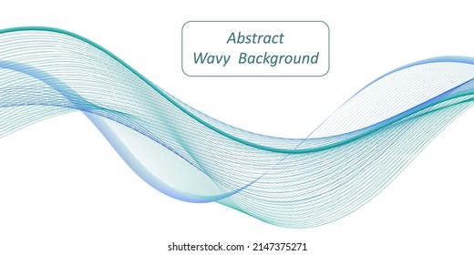 Teal wave swirl swoosh, sea water color flow, dynamic undulate movement. isolated design element, banner background, blend curve lines, blue and green wavy border. vector illustration