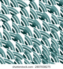 Teal and white abstract pattern fills entire canvas with curved shapes