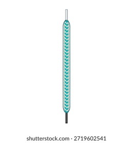 Tee und weiß Chevron gemusterten Schnürsenkel mit Fingern an beiden Enden, Vektorgrafik von Schuhaccessoires für Turnschuhe, Sport, Mode, Bindung und Alltagsstil