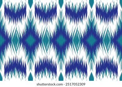 Teal and White Ikat Pattern: Elegant Geometric Design for Modern Fashion and Home Decor