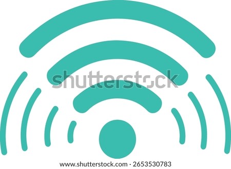 Teal Wireless Connection Icon Abstract Vector Design for Communication and Network Technology, Signals Graphic