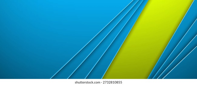 Composición de corte de papel diagonal verde azulado y amarillo