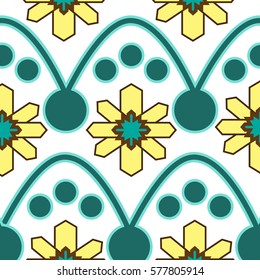 Teal & yellow Floral Textile