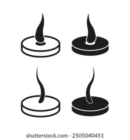 Teelicht Kerze Symbol. Symbol für brennende Flamme. Einfaches rundes Kerzendesign. Vektorgrafik.