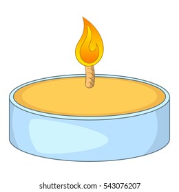 Tealight candle icon. Cartoon illustration of candle vector icon for web design