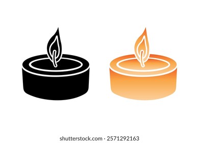 Tealight candle vector illustration set.