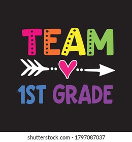 team 1st grade shirt design vector, black background 