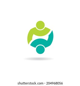 Team 2 congress.Concept group of connected people , happy friends, helping each other.Vector icon