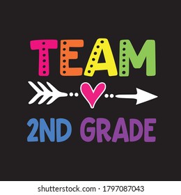 team 2nd grade shirt design vector, black background 