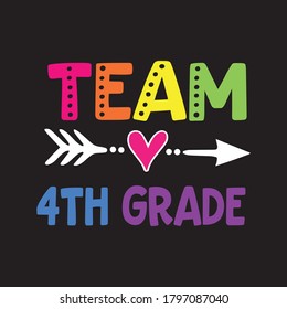 team 4th grade shirt design vector, black background 