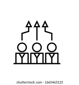 Icono de línea de habilidades de equipo, signo de concepto, ilustración de vector de esquema, símbolo lineal.