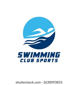 Equipe Academia Curso Logotipo Natação Clube Natação Modelo Vetor