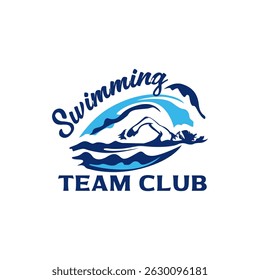Equipe Academia Curso Logotipo Natação Clube Natação Modelo Vetor