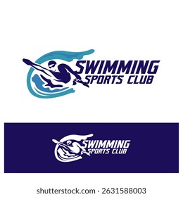 Equipe Academia Curso Logotipo Natação Clube Natação Modelo Vetor