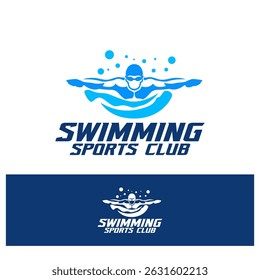 Equipe Academia Curso Logotipo Natação Clube Natação Modelo Vetor