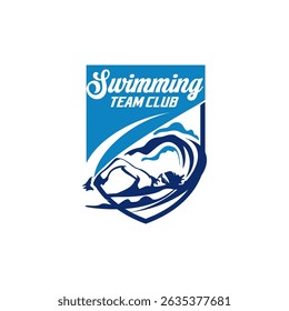 Team Academy Course Logo Swimming Swimmer Club Championship Template Vector