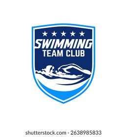 Team Academy Course Logo Swimming Swimmer Club Championship Template Vector