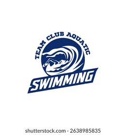 Team Academy Course Logo Swimming Swimmer Club Championship Template Vector