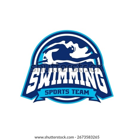 Team Academy Course Logo Swimming Swimmer Club Championship Template Vector