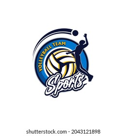 Team Academy Volleyball Logo Template Vector 