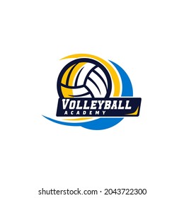 Team Academy Volleyball Logo Template Vector 