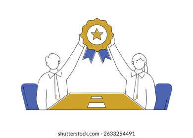 Team Achievement Concept Art Celebrating High Performance, Teamwork, and Best Quality Service in Business Success