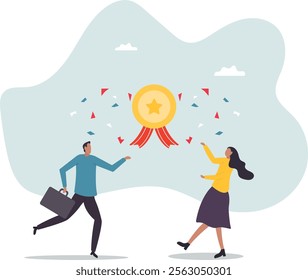 Team achievement, high quality employees, teamwork to help success together, best quality service reward, high performance staffs .business concept.flat character.