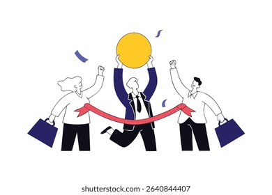 Team Achievement and High-Performance Employees Celebrating Success with Best Quality Service Badge Business Teamwork Concept Art