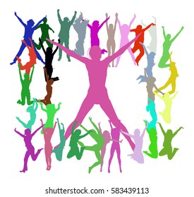 Team Achievement People Jumping 