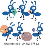 Team Ants in Action Insects Working Together Vector. Perfect for conveying themes of teamwork, collaboration, and the sweetness of collective effort